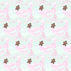 Pink Christmas Seamless Pattern 