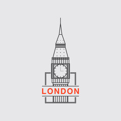 Fototapeta na wymiar icon logo of london with the line art big ben