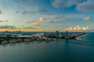 Fototapeta na wymiar Aerial photo Miami Beach Fisher Island and Government Cut Inlet