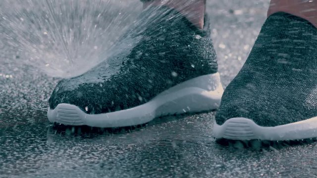 water repellent sneakers close up