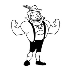 silhouette of man with german traditional dress in white background