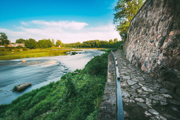 Venta Rapid waterfall, the widest waterfall in Europe, Kuldiga, Latvia. 
