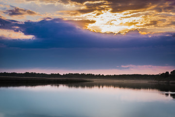 sunset over the lake