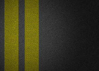 Yellow lines on asphalt texture background