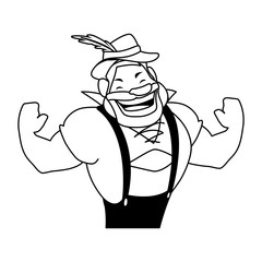 silhouette of man with german traditional dress in white background