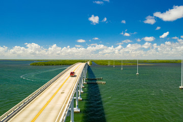 Aerial photo of the Monroe County Toll Bridge Card Sound Road to the Florida Keys