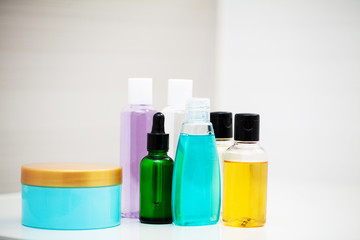 Shower supplies. Composition cosmetic products of spa treatment