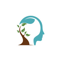 head and leaf logo template