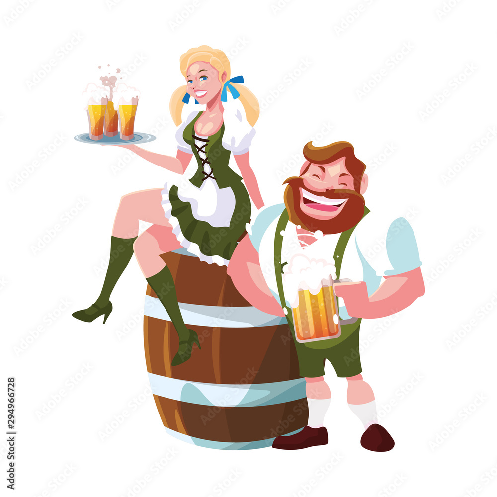 Canvas Prints couple of people with beer glass in hand in white background