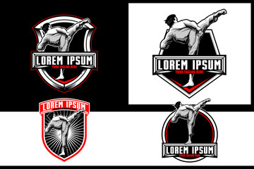 Kickboxing or Karate athlete Martial Arts or Self Defense vector logo template © infernal  kiss