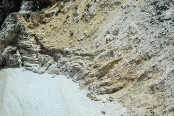 Coastal cliffs of limestone. The coast of Mediterranean Sea in Turkey.