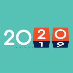 2020 Happy new year concept decorative with 3D cube flat design