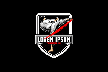 Kickboxing athlete Martial Arts vector shield or crest logo template © infernal  kiss