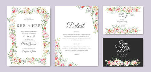 Fototapeta na wymiar wedding invitation ornament card with beautiful floral