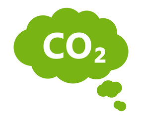 CO2 cloud symbol green flat icon
