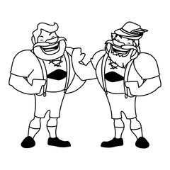 silhouette of men with beer glass in hand in white background