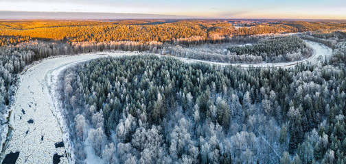 Aerial View River With Floating