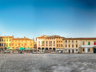 Fototapeta na wymiar Panoramic view of Piazza Duomo, central square in Padua, Italy