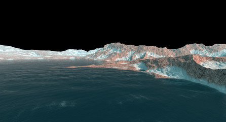 Extremely detailed and realistic high resolution 3d illustration of  water on an earth like planet. © Sasa Kadrijevic