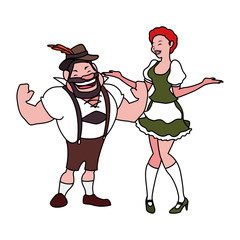 couple of people with german traditional dress on white background