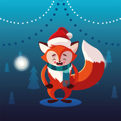 christmas card of fox with hat and scarf