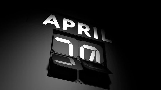April 30 date. digital calendar change to April 30 animation