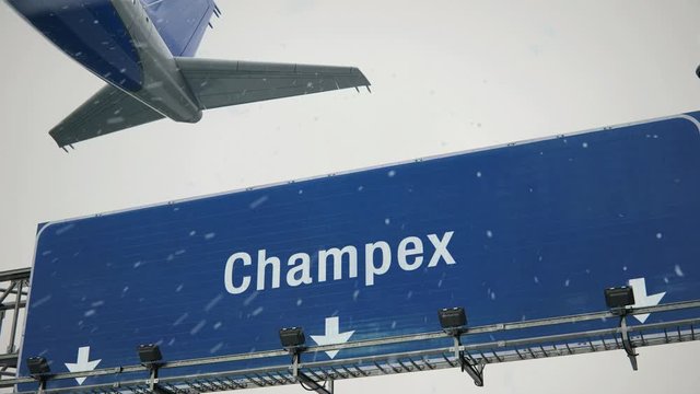 Airplane Takeoff Champex in Christmas