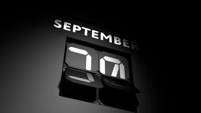 September 30 date. digital calendar change to September 30 animation