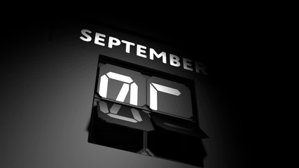 September 5 date. digital calendar change to September 5 animation
