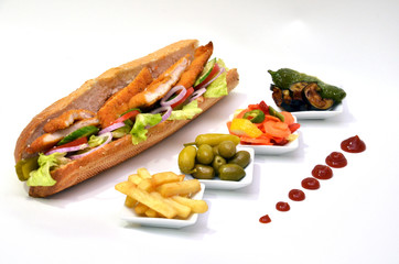 baguette - sandwich - chicken - meat