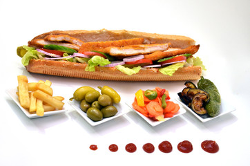 baguette - sandwich - chicken - meat