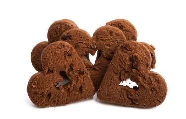 chocolate hearts cookies isolated