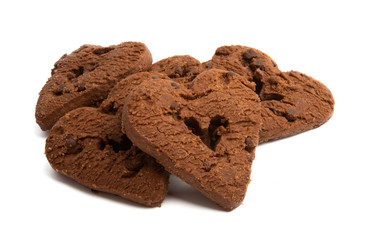 chocolate hearts cookies isolated