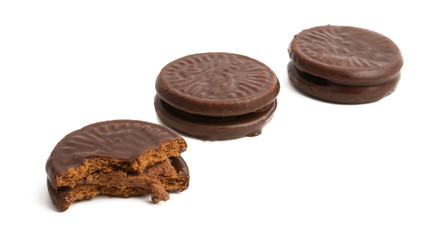 chocolate sandwich cookies isolated