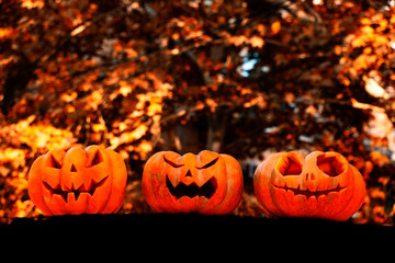 Three Jack Pumpkin Lamp