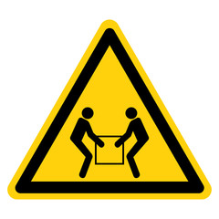 Warning Use Two Person Lift Symbol Sign,Vector Illustration, Isolated On White Background Label. EPS10