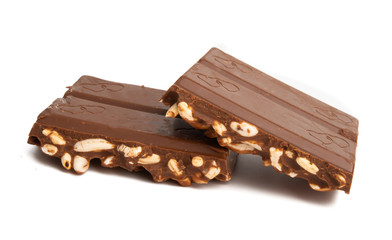 chocolate with popped rice isolated
