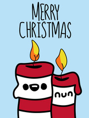 Cute Christmas candles are burning