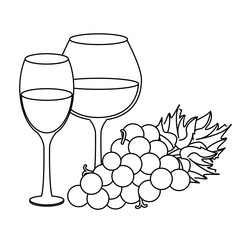 wine glasses and bunch of grapes design