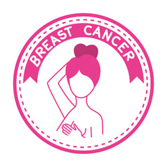 breast cancer campaign ribbon with woman