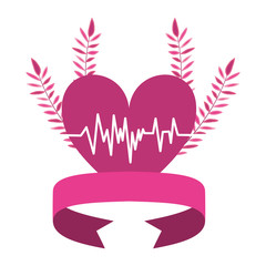 breast cancer campaign ribbon with heart love