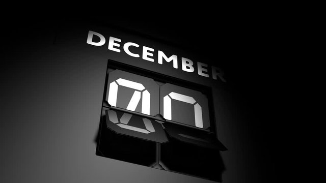 December 9 date. digital calendar change to December 9 animation