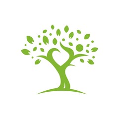 empowering green tree for growth people by nonprofit community vector logo design