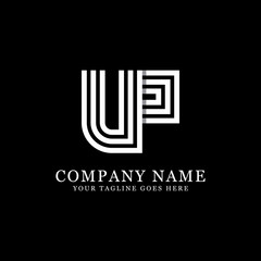 UP initial logo designs, creative monogram logo template