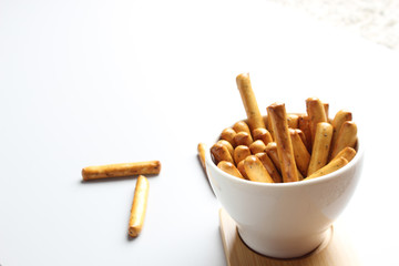 breadsticks glassware gray background
