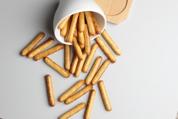 breadsticks glassware gray background