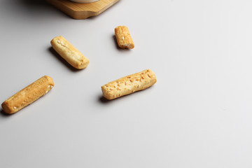 breadsticks glassware gray background