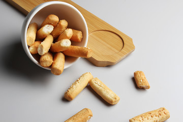 breadsticks glassware gray background