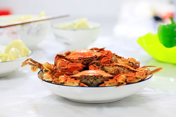 The crab is on the table