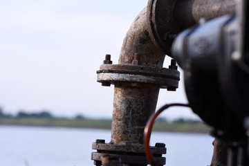 partial old and rusty joint of pipe